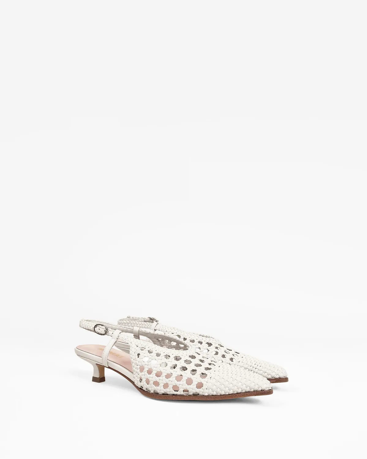 Mi/Mai Marina Woven White escarpins blancs tressés 4 cm
