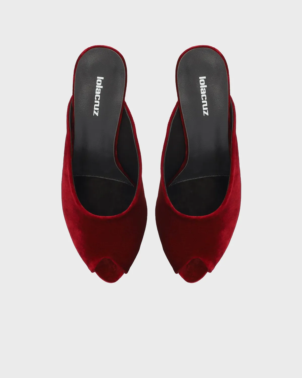 Lola Cruz Isabella 75 mules compensées rouges 7,5 cm