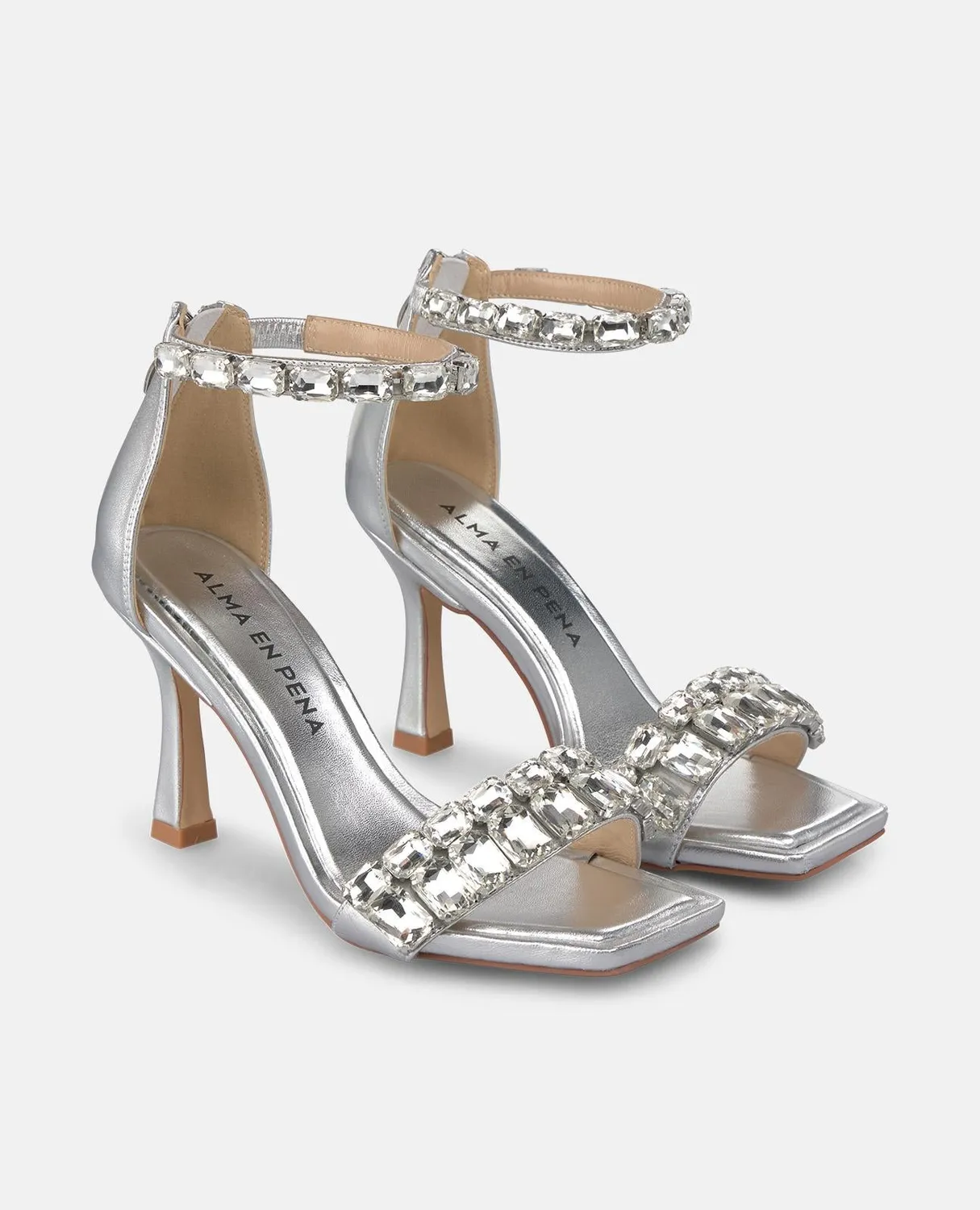 Alma en Pena V250834 sandales argentées talon 9cm bijou