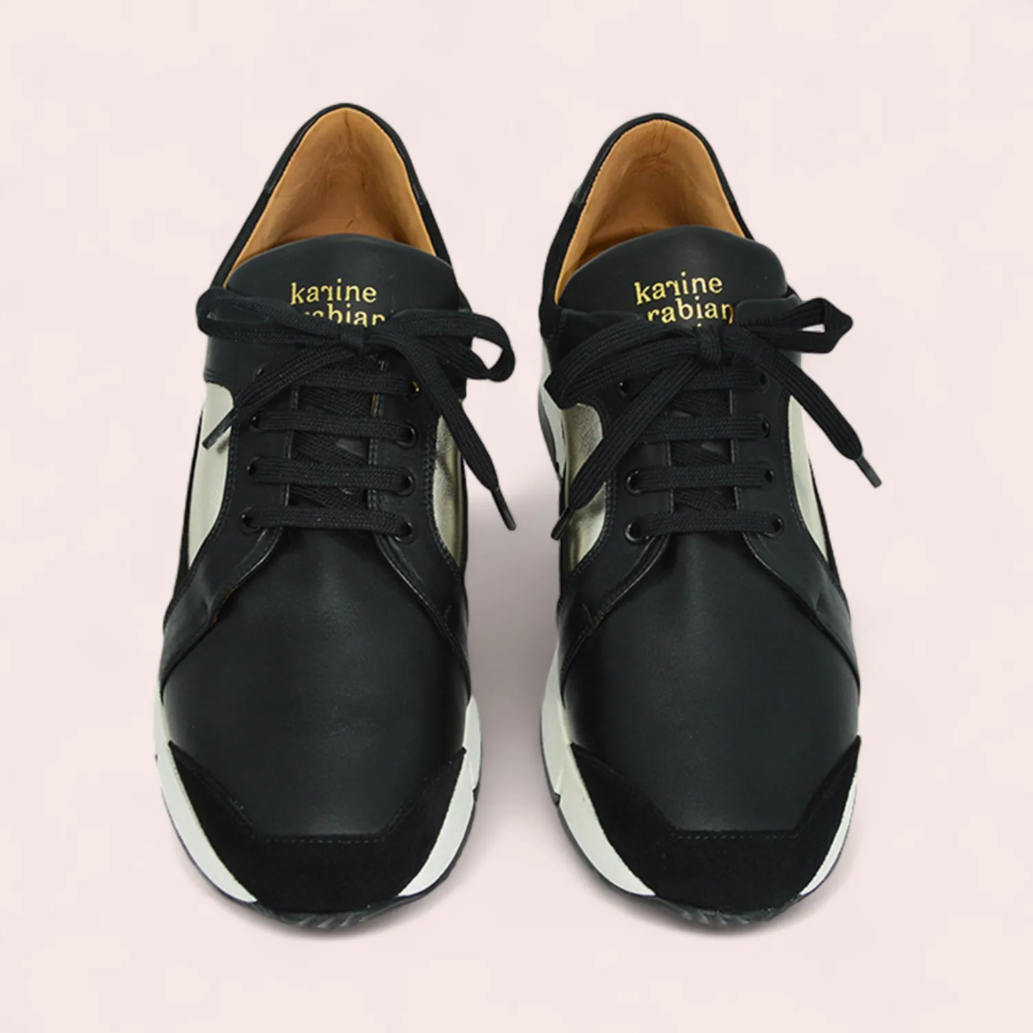 Karine Arabian Emma sneaker noir argent cuir 25 mm