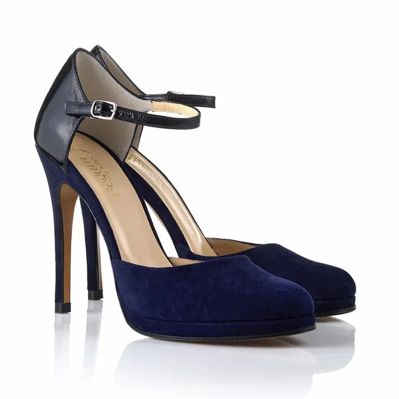 Bégum Paris Rome escarpins marine bride talon 10,5 cm