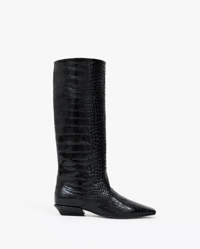 Mi/Mai Sargent Black Croc bottes cavalières croco noir
