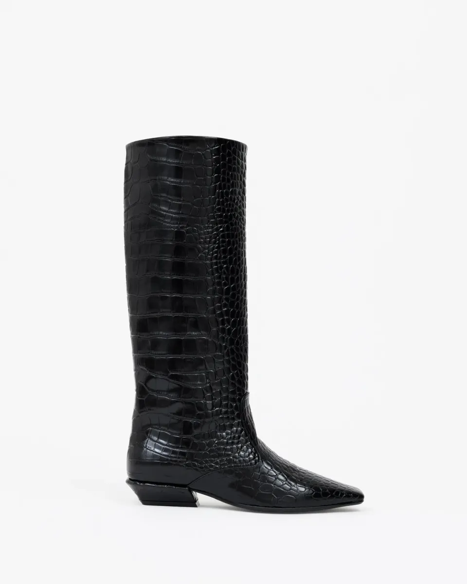 Mi/Mai Sargent Black Croc bottes cavalières croco noir