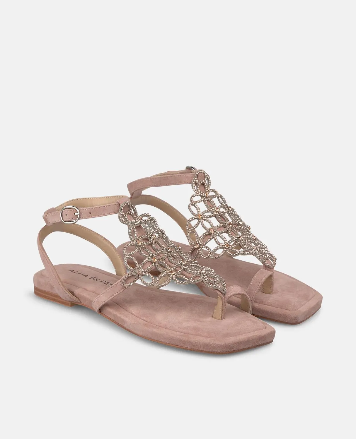 Alma en Pena V251914 sandales plates vieux rose strass