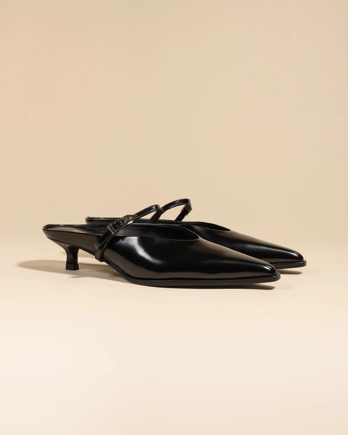 Mi/Mai Suzanne Black mules cuir noir talon 4 cm