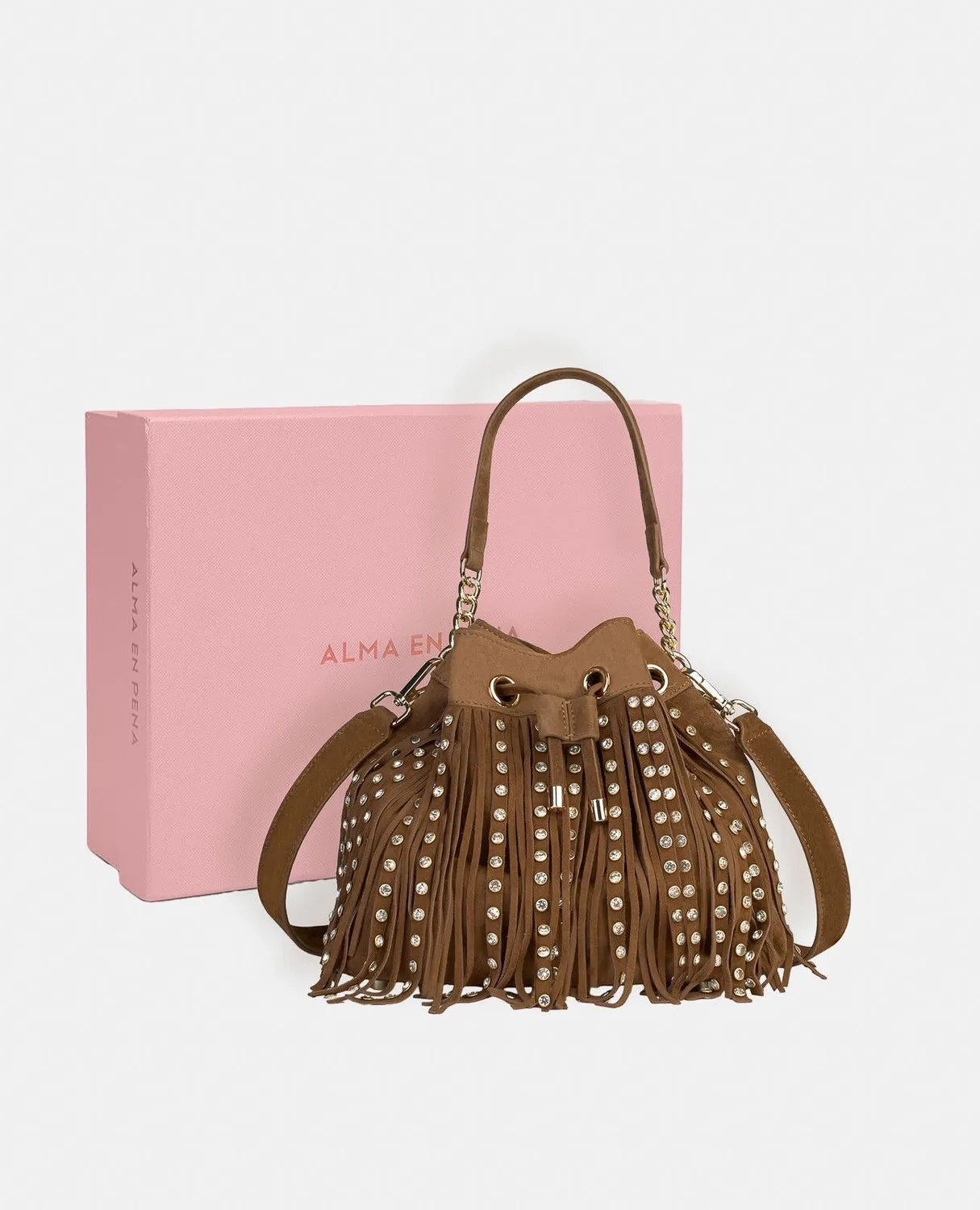 Alma en Pena I25BG208 sac marron franges cuir