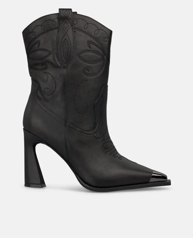 Alma en Pena I250647 bottines talon noir brodé 9,5 cm