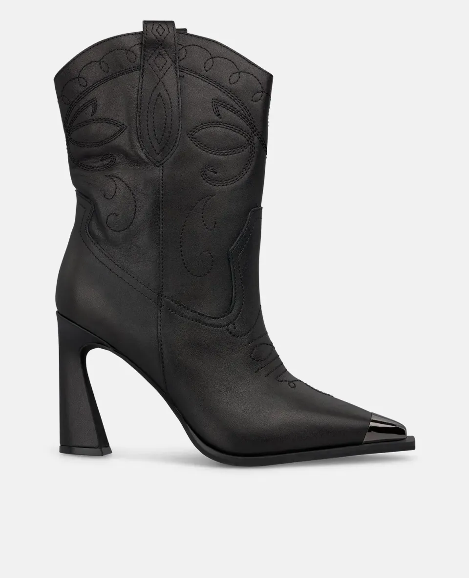 Alma en Pena I250647 bottines talon noir brodé 9,5 cm