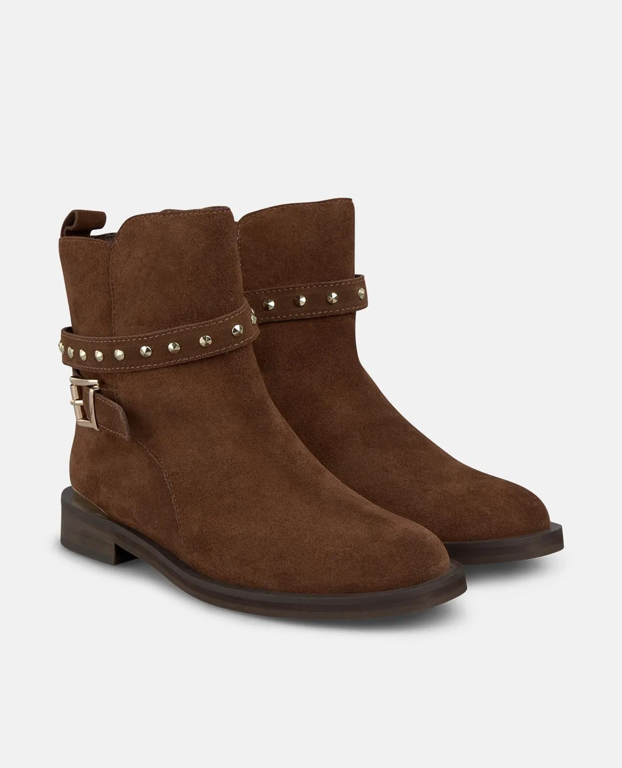 Alma en Pena I2554302 bottines plates camel cloutées