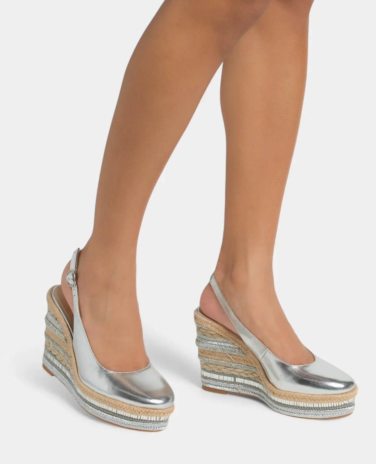 Alma en Pena V251018 compensée cuir argent talon 9,8 cm