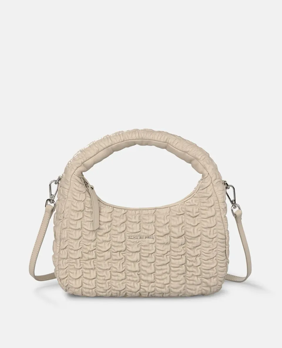 Alma en Pena V26BG024 sac bandoulière cuir gris relief