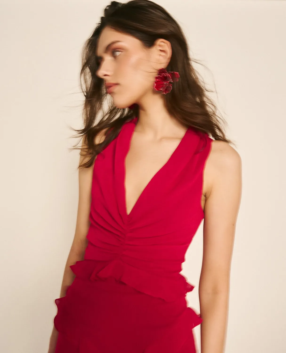 Alma en Pena V26CL0244 robe midi rouge dos croisé