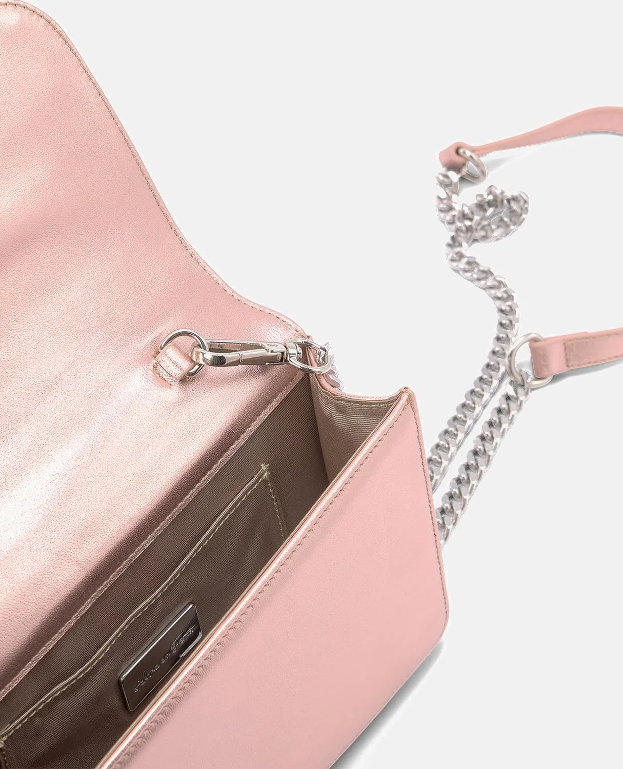 Alma en Pena BG103 pochette clutch cuir rose strass