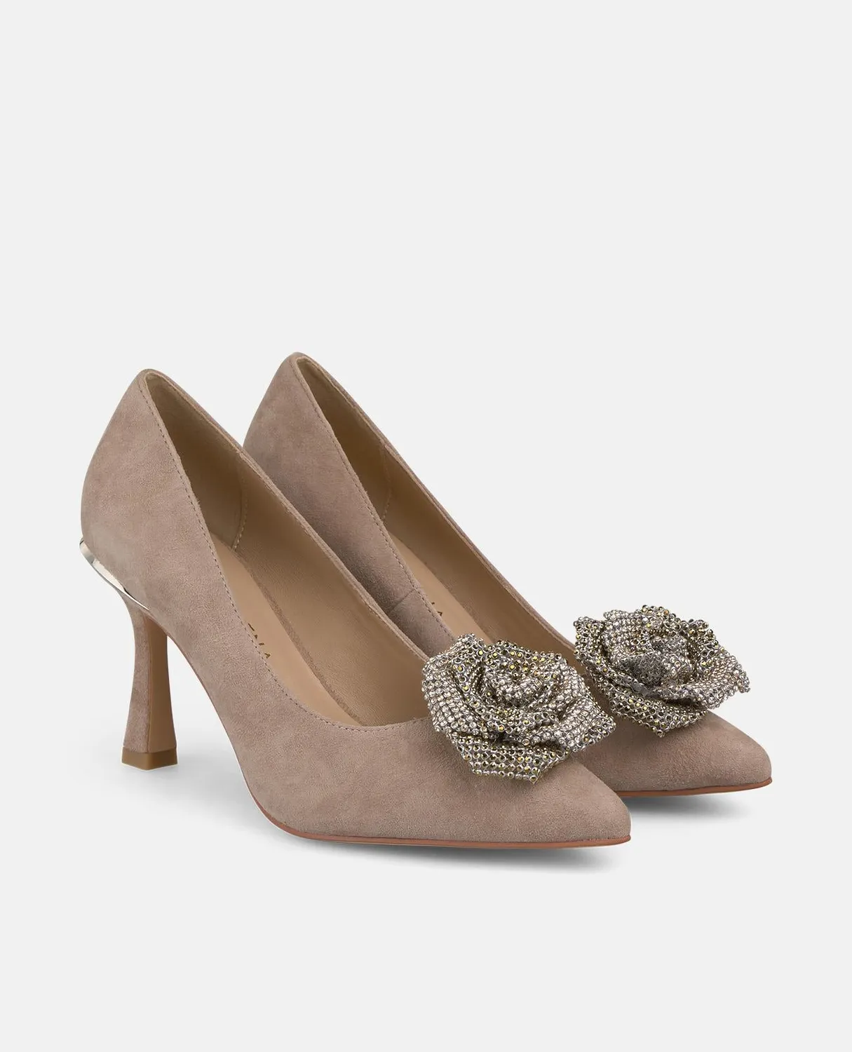 Alma en Pena I250400 escarpins daim vison fleur talon 9 cm