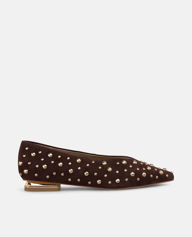 Alma en Pena I260101 Ballerines Cuir Marron Clous Plats