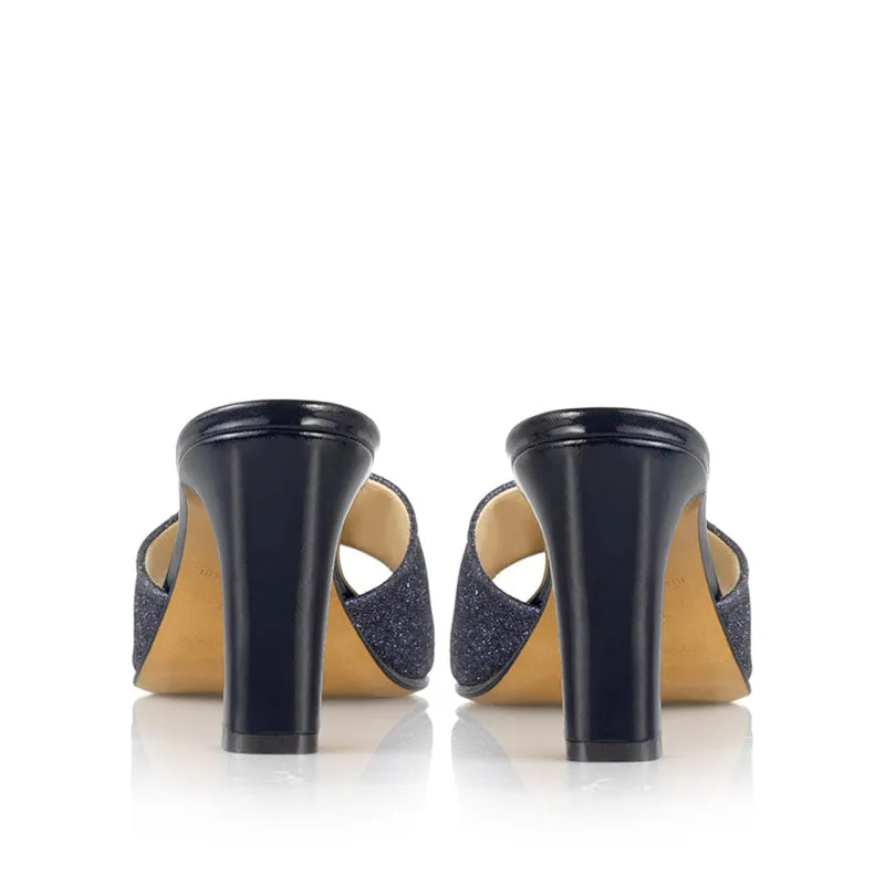 Bégum Paris Miami mule bleu nuit talon 8 cm