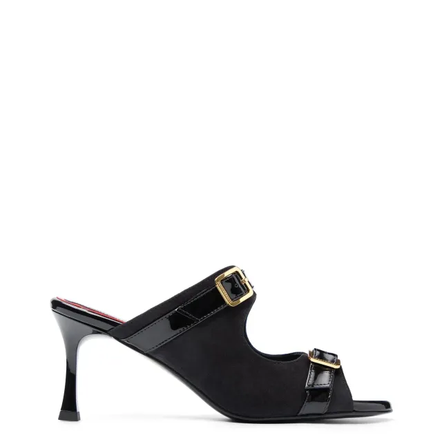 Maison Ernest Myrtle 70 mules noir vernis velours