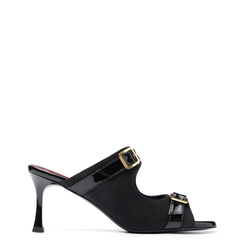 Maison Ernest Myrtle 70 mules noir vernis velours