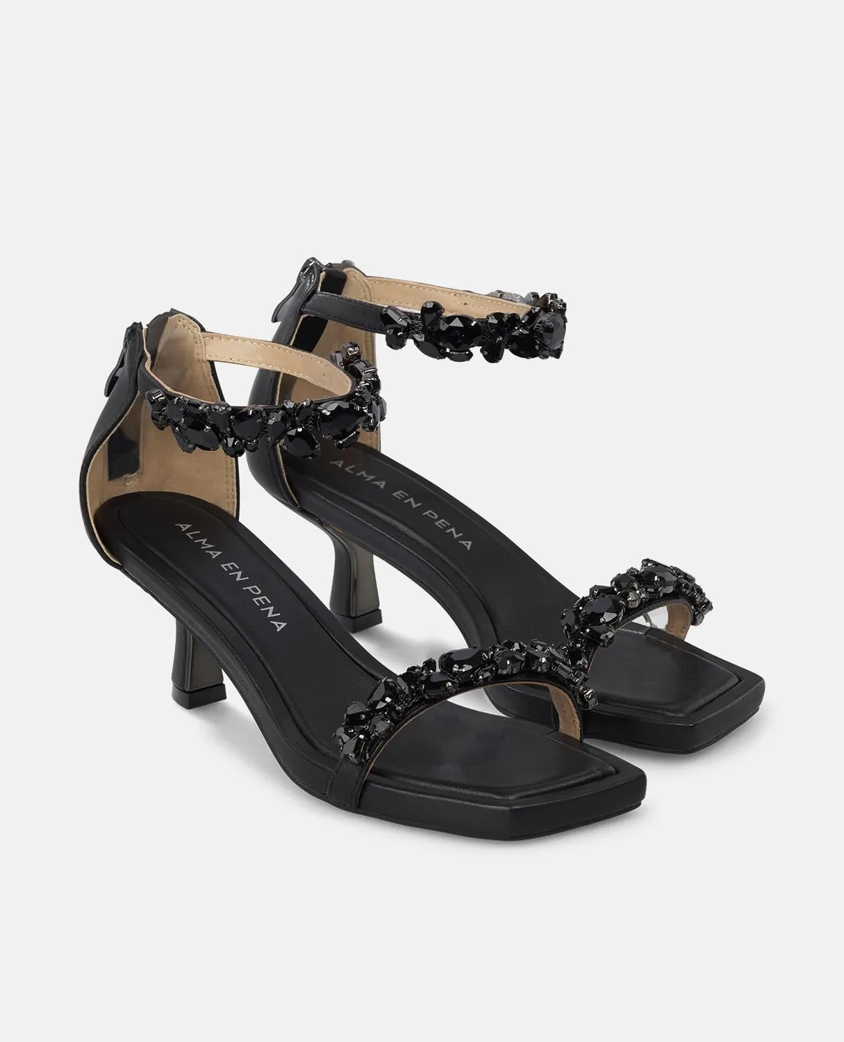 Alma en Pena I250089 sandales cuir noir strass 5,5 cm