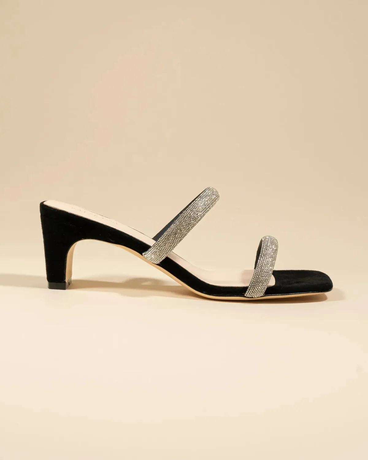 Mi/Mai Babs Black mule strass noir petit talon