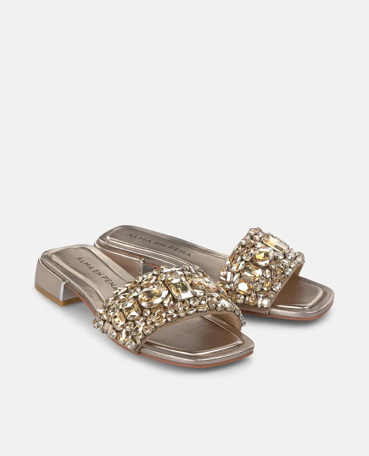Alma en Pena V251943 sandales plates bronze strass talon 3,5 cm