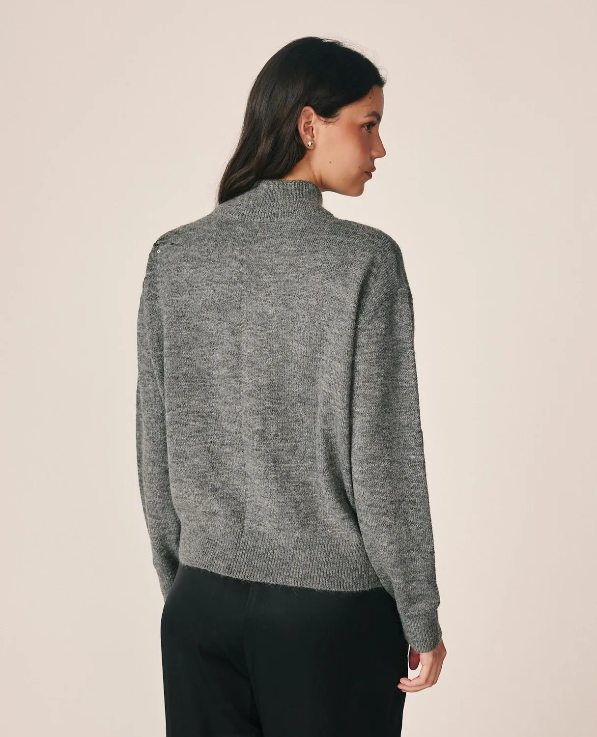 Alma en Pena I26CL0804 pull gris laine sequins
