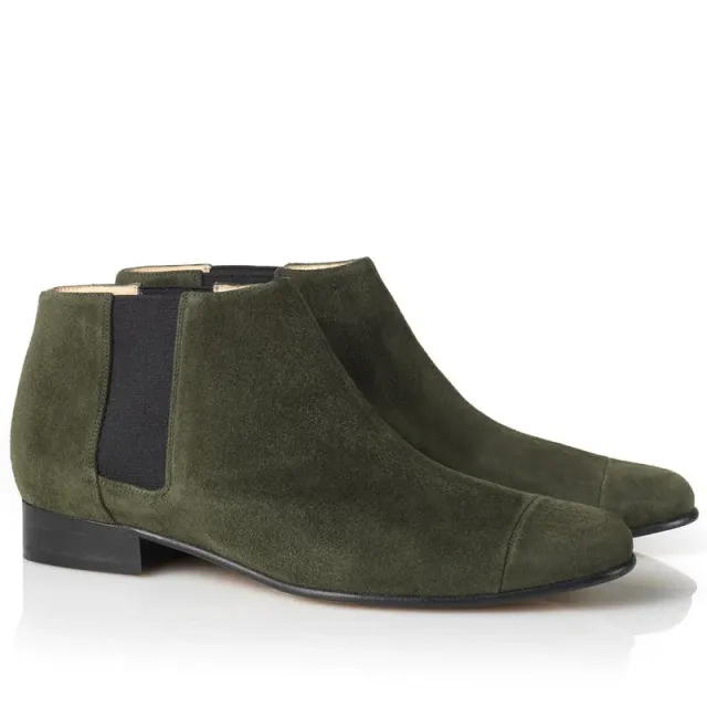 Bégum Paris Lucrèce bottines olive cuir talon 2 cm