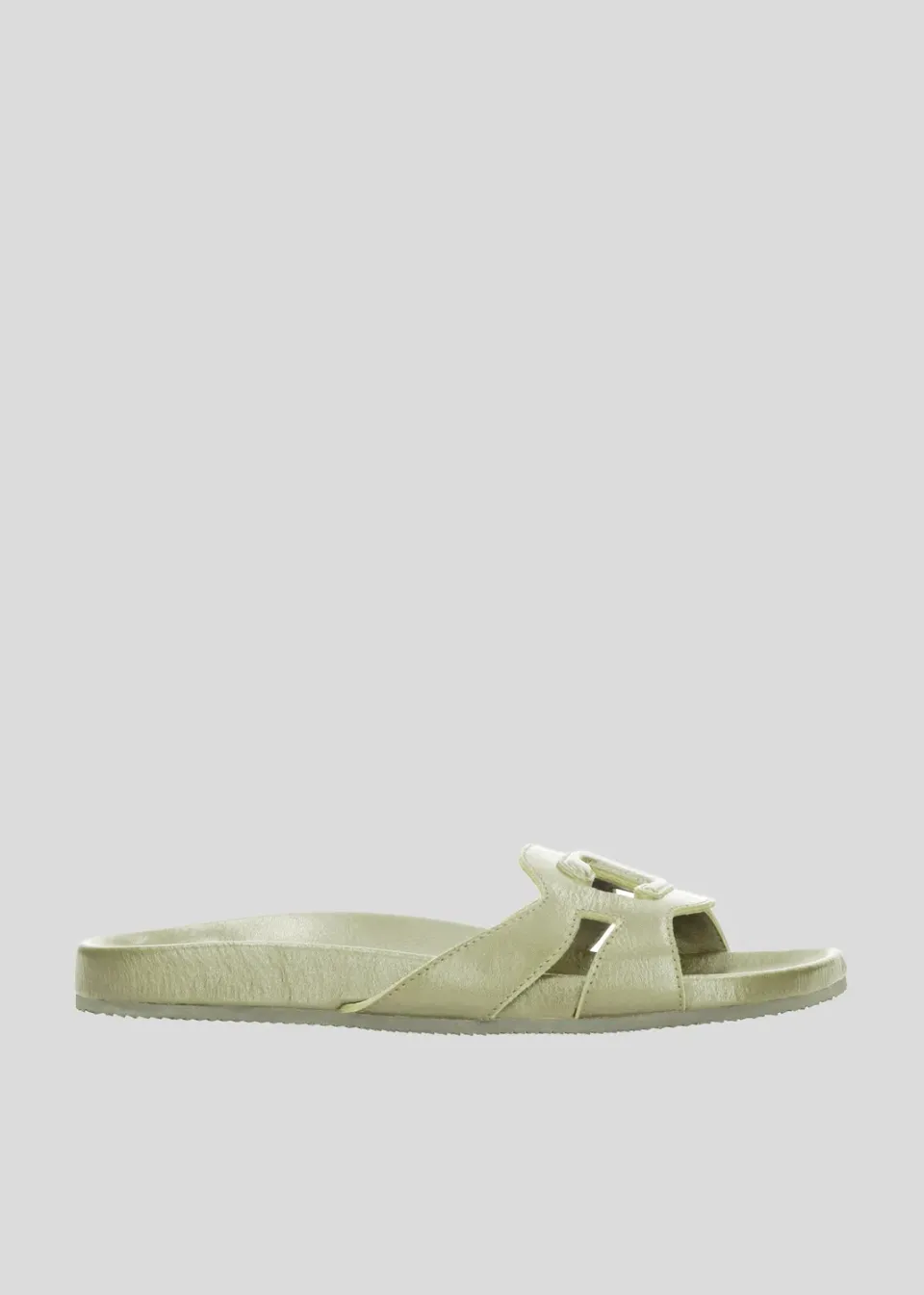 Lola Cruz Cuirine Bio Flat Sandal vert aloe plat