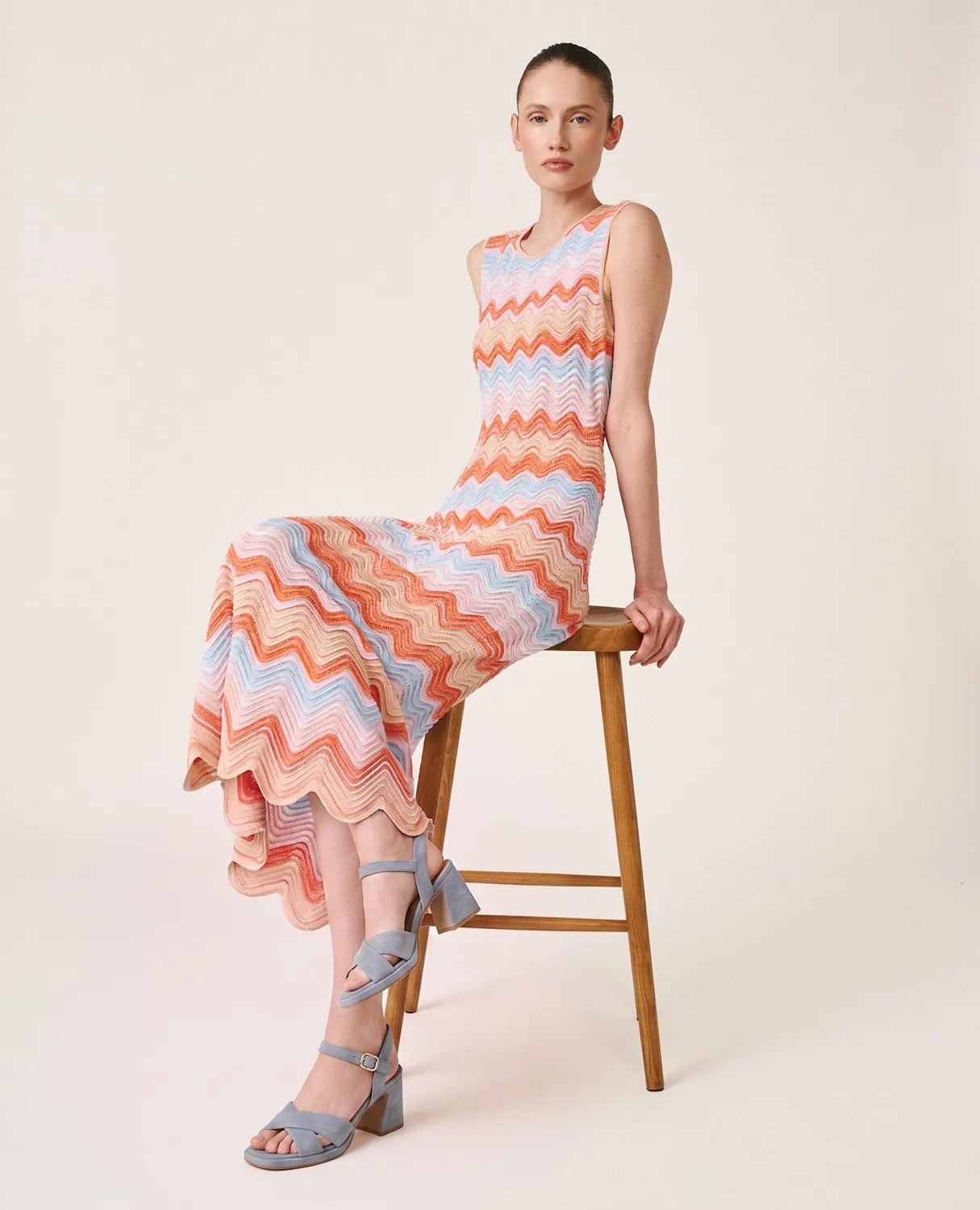 Alma en Pena V26CL0201 robe longue maille orange