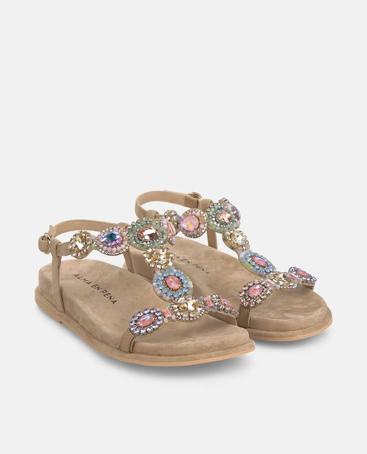 Alma en Pena V267106 sandales plates beige strass