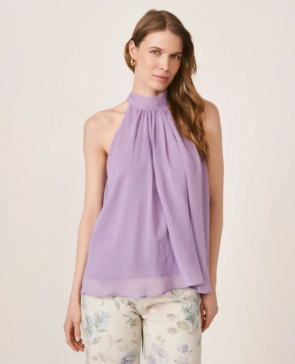 Alma en Pena V26CL0511 blouse halter gaze lilas