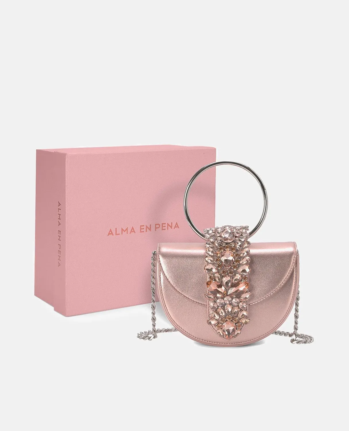 Alma en Pena BG100 sac lune rose cuir bijou