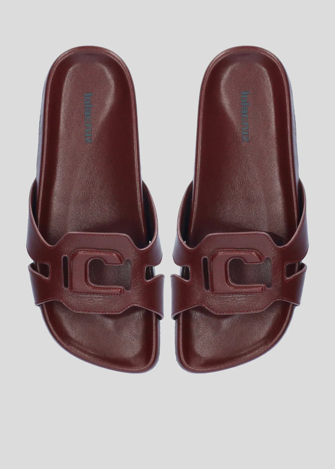 Lola Cruz Cuirine Bio sandales plates bordeaux