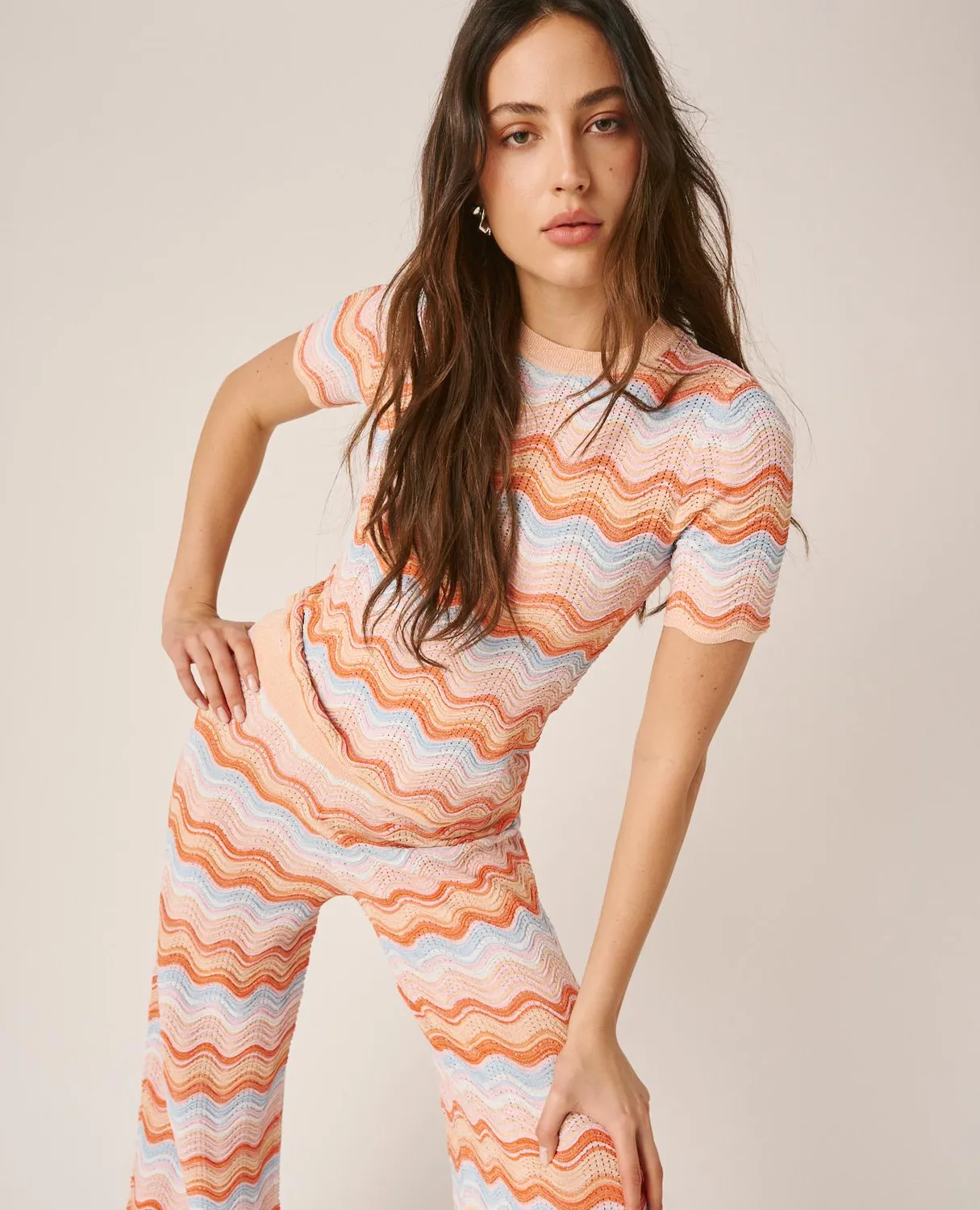 Alma en Pena V26CL0603 top maille orange multi