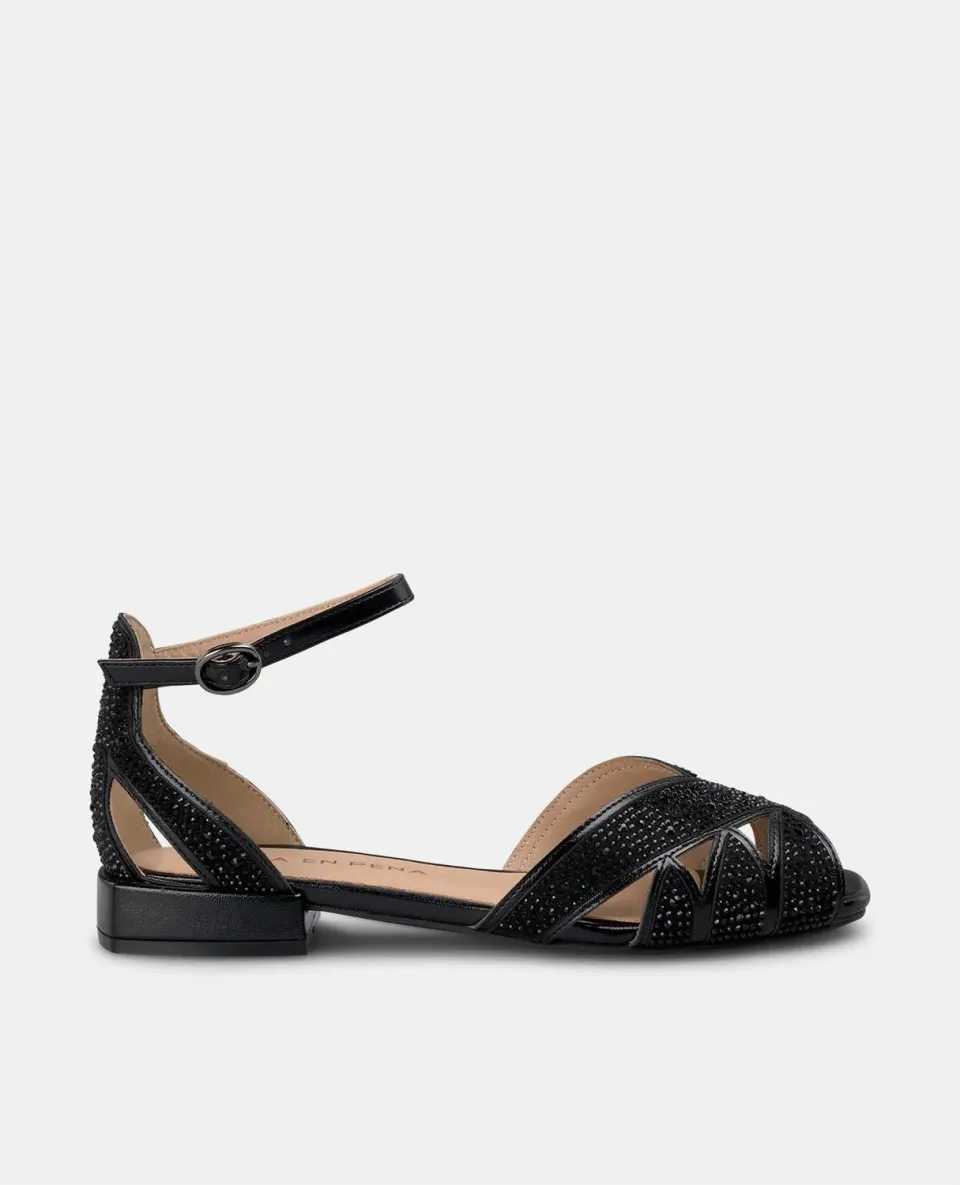 Alma en Pena V2550407 sandales plates noires strass