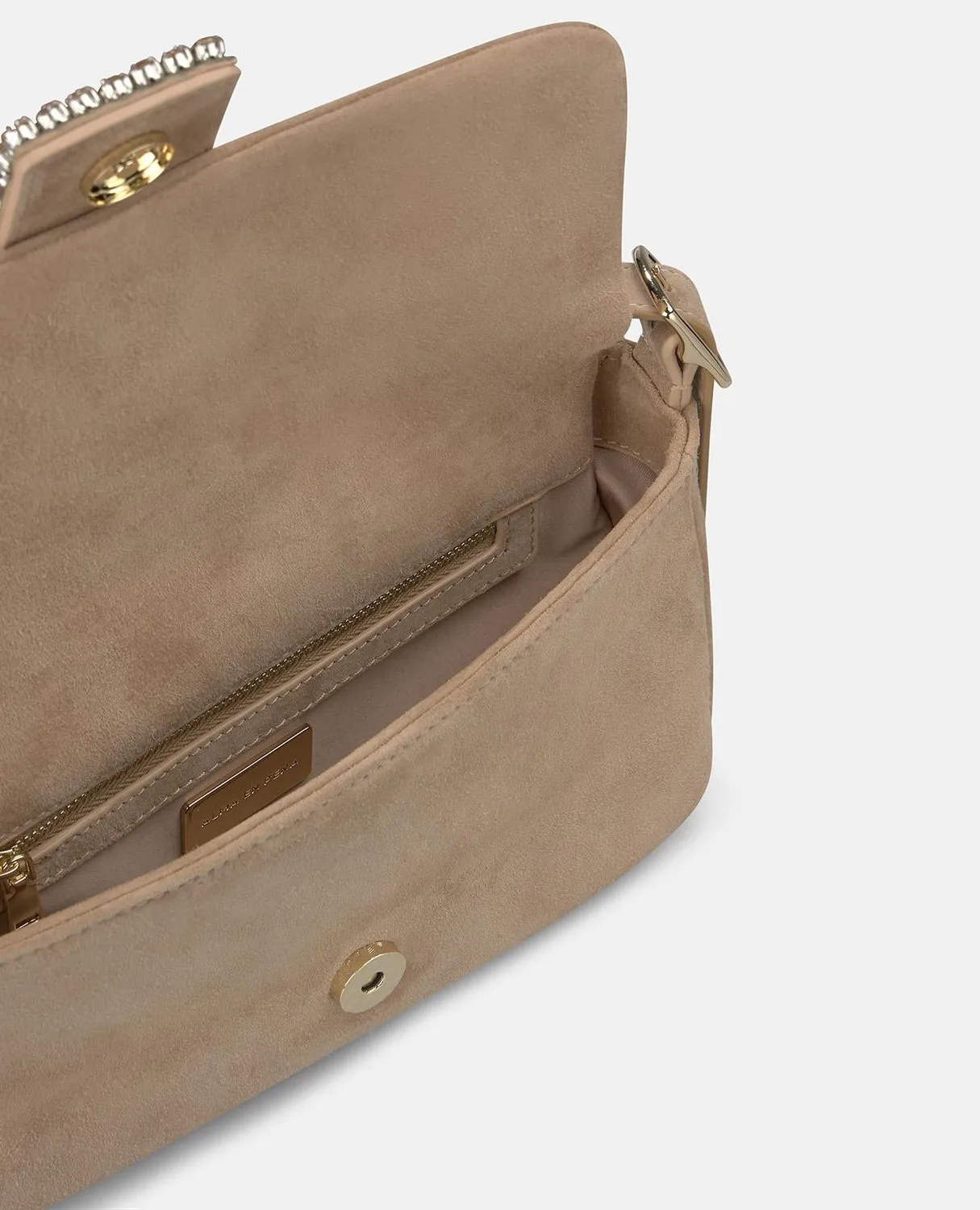 Alma en Pena BG115 Suede sac épaule cuir beige strass