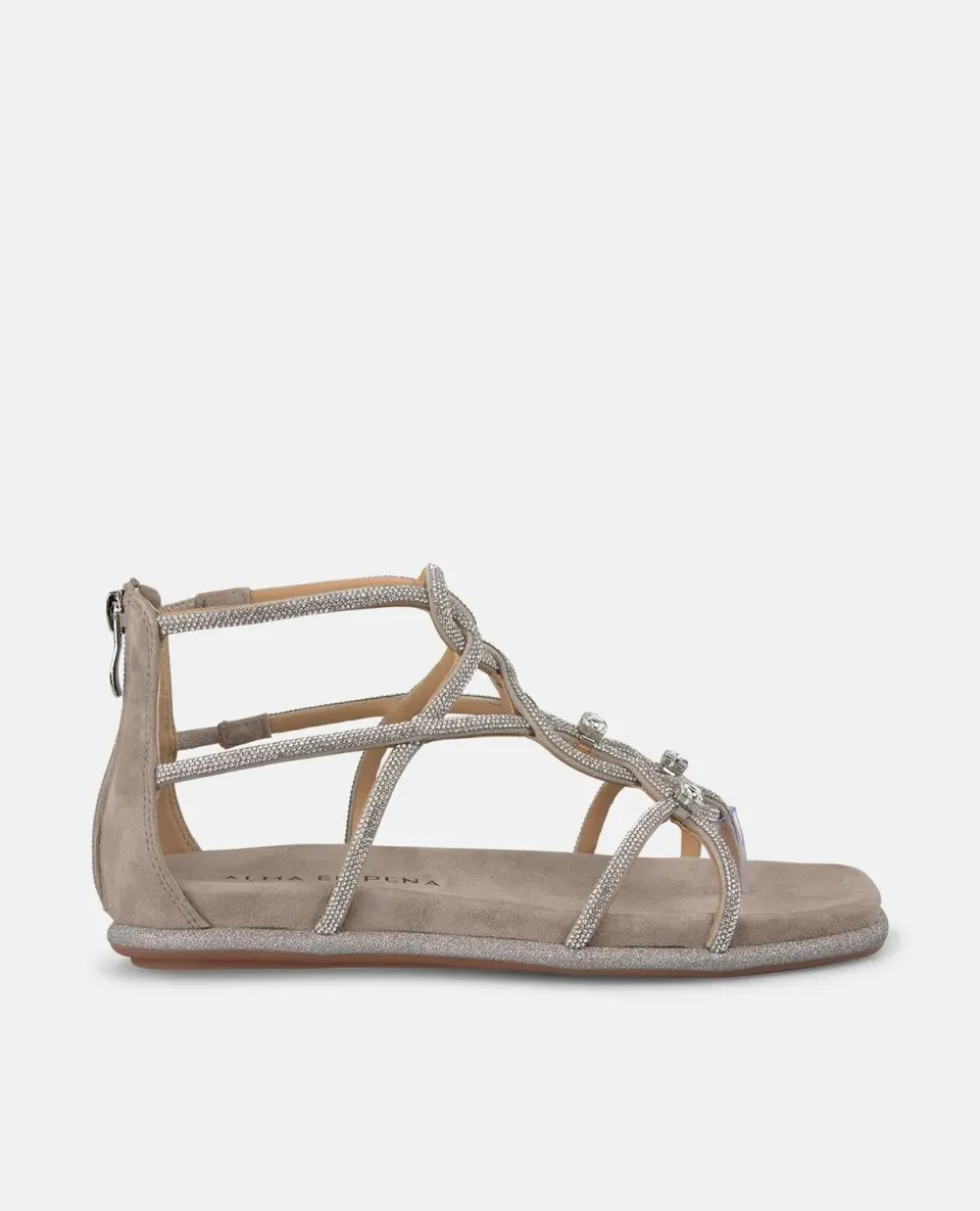 Alma en Pena V2551604 sandales plates taupe à strass