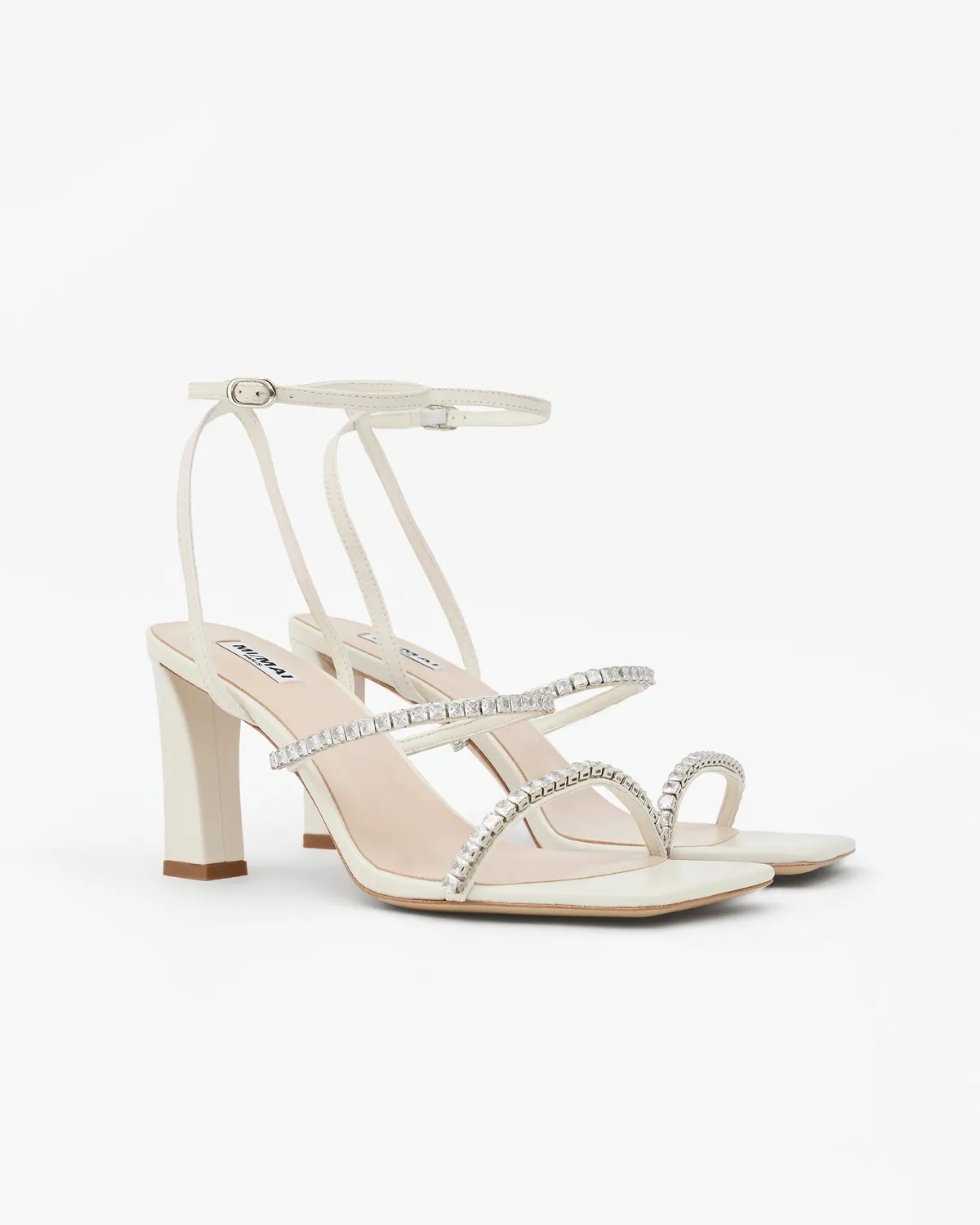 Mi/Mai Nidal Off-White sandale blanche strass