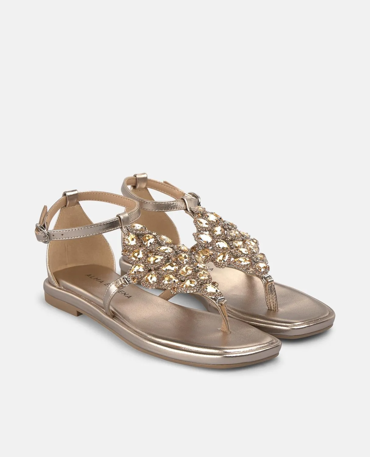 Alma en Pena V268012 sandales plates bronze à strass