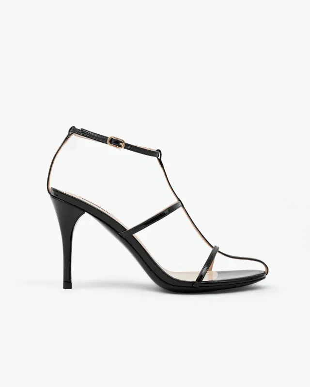 Mi/Mai Gupta Black Patent sandale noire vernie