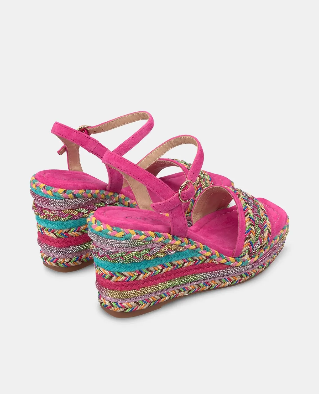 Alma en Pena V251283 sandales compensées fuchsia strass