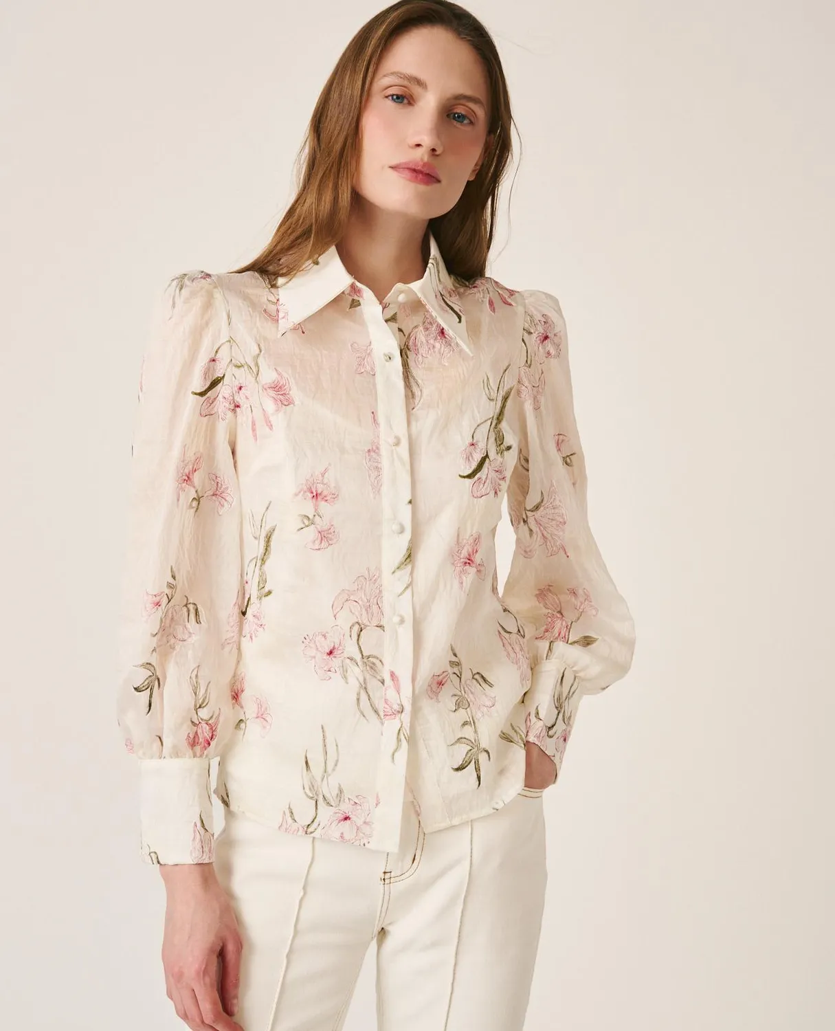 Alma en Pena V26CL0414 chemise blanche brodée Tencel