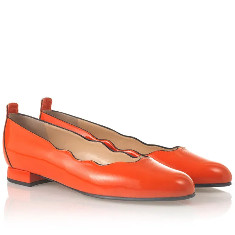 Bégum Paris Orgeval orange ballerines verni talon 1,5 cm
