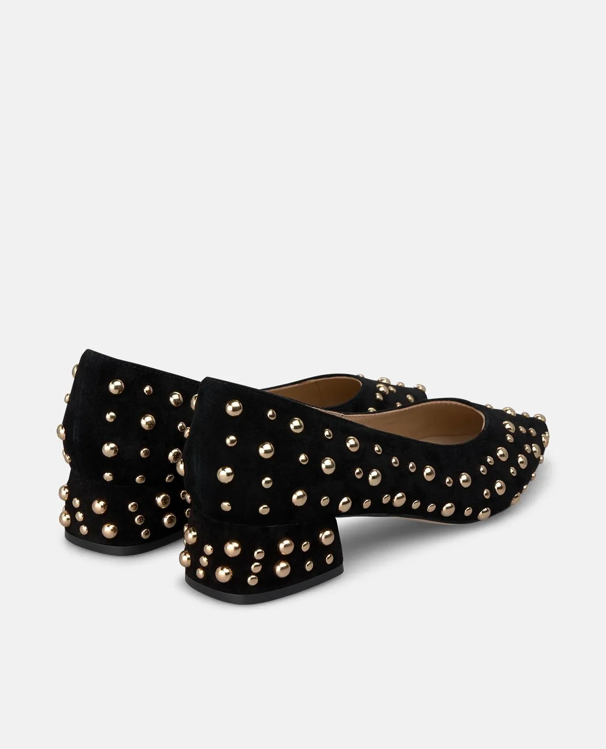 Alma en Pena I260182 escarpin noir cuir clous dorés 3,5 cm