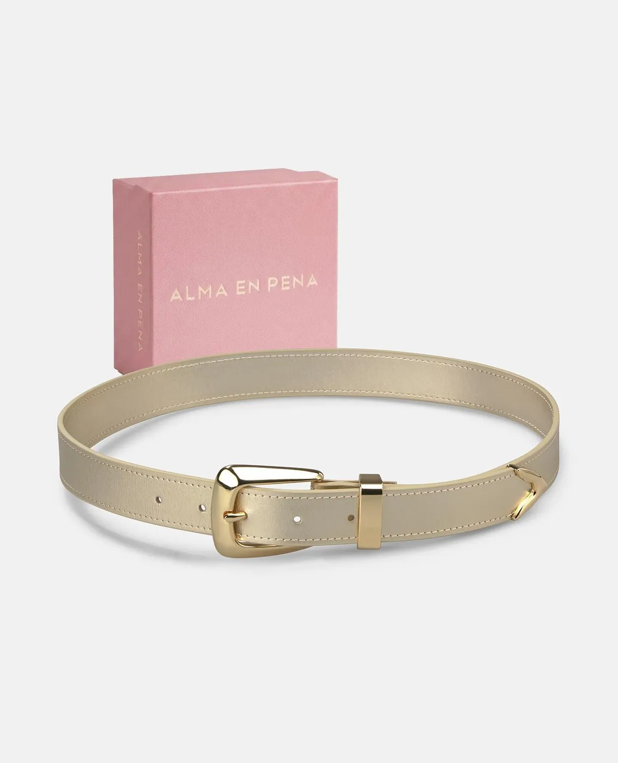 Alma en Pena V26CT017 ceinture cuir doré 3 cm