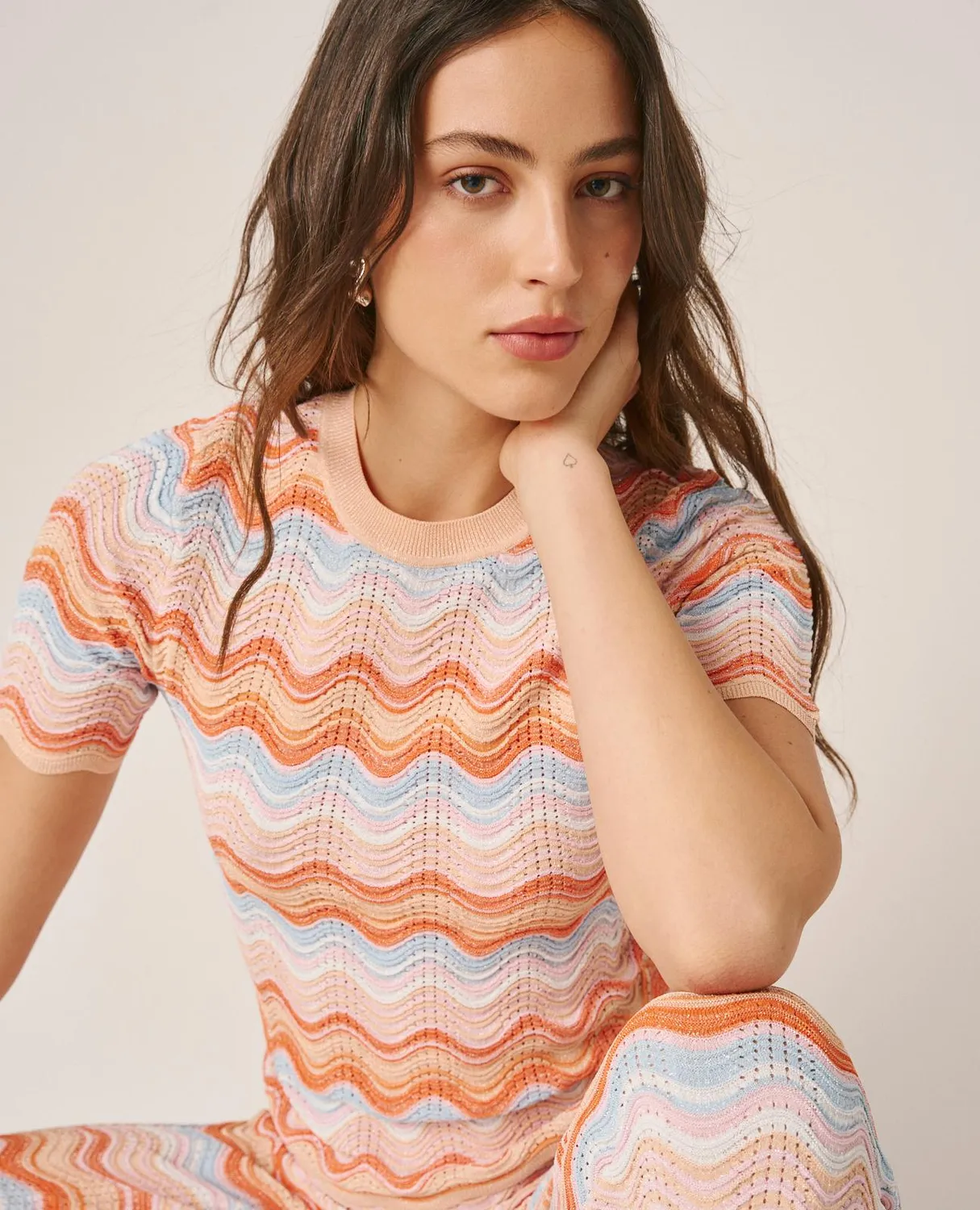 Alma en Pena V26CL0603 top maille orange multi