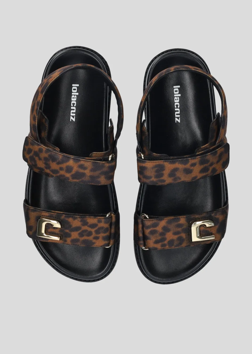 Lola Cruz Lola sandales plates léopard cuir