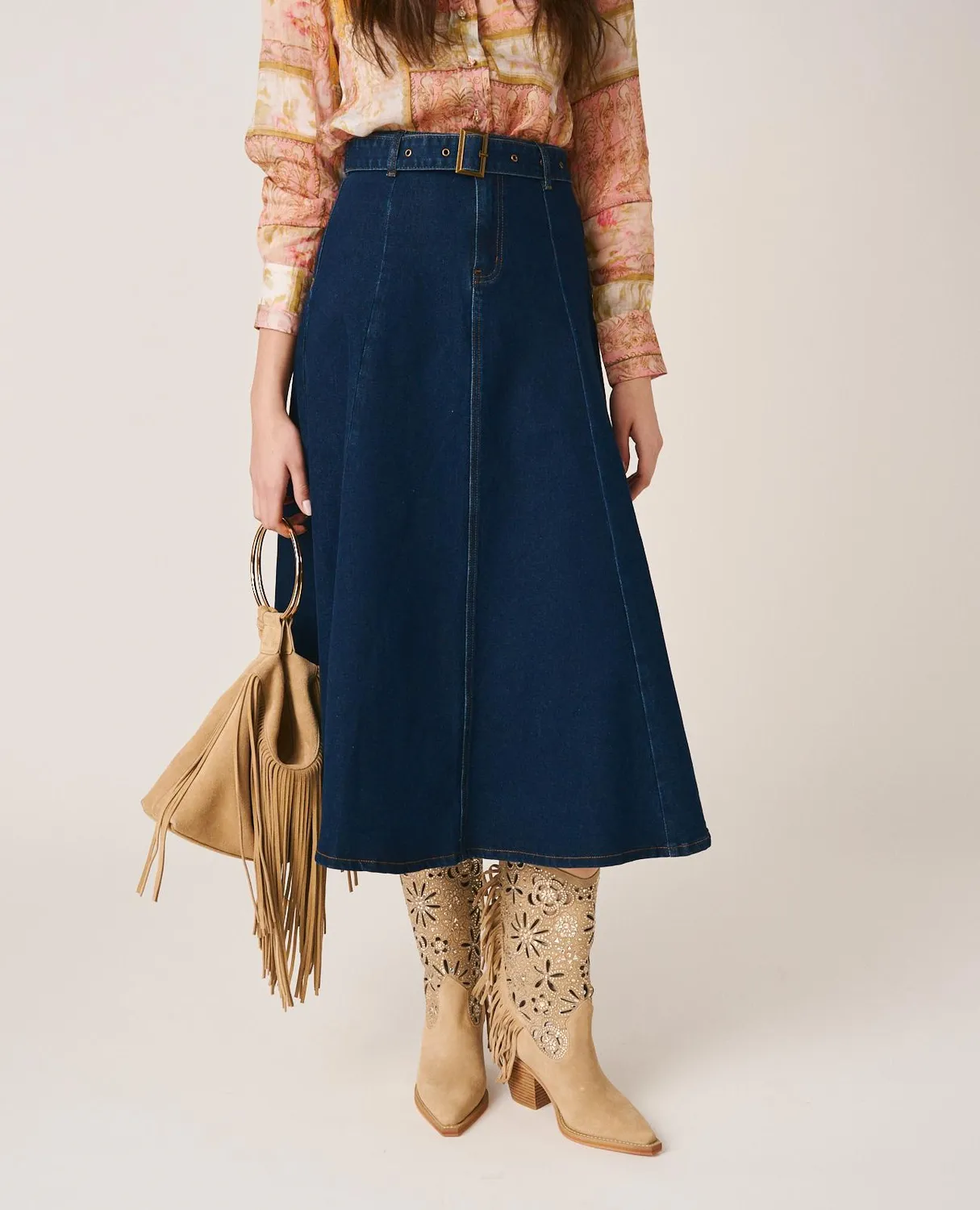Alma en Pena I25CL1802 jupe denim bleu foncé