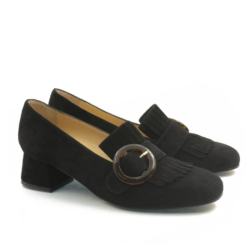 Bégum Paris Torino mocassins vert mousse franges 4 cm