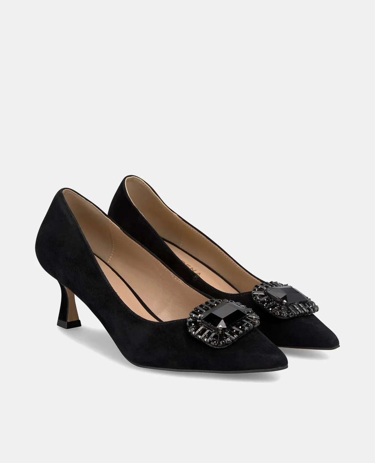 Alma en Pena I240362 Escarpins cuir noir bijou talon 9,5 cm
